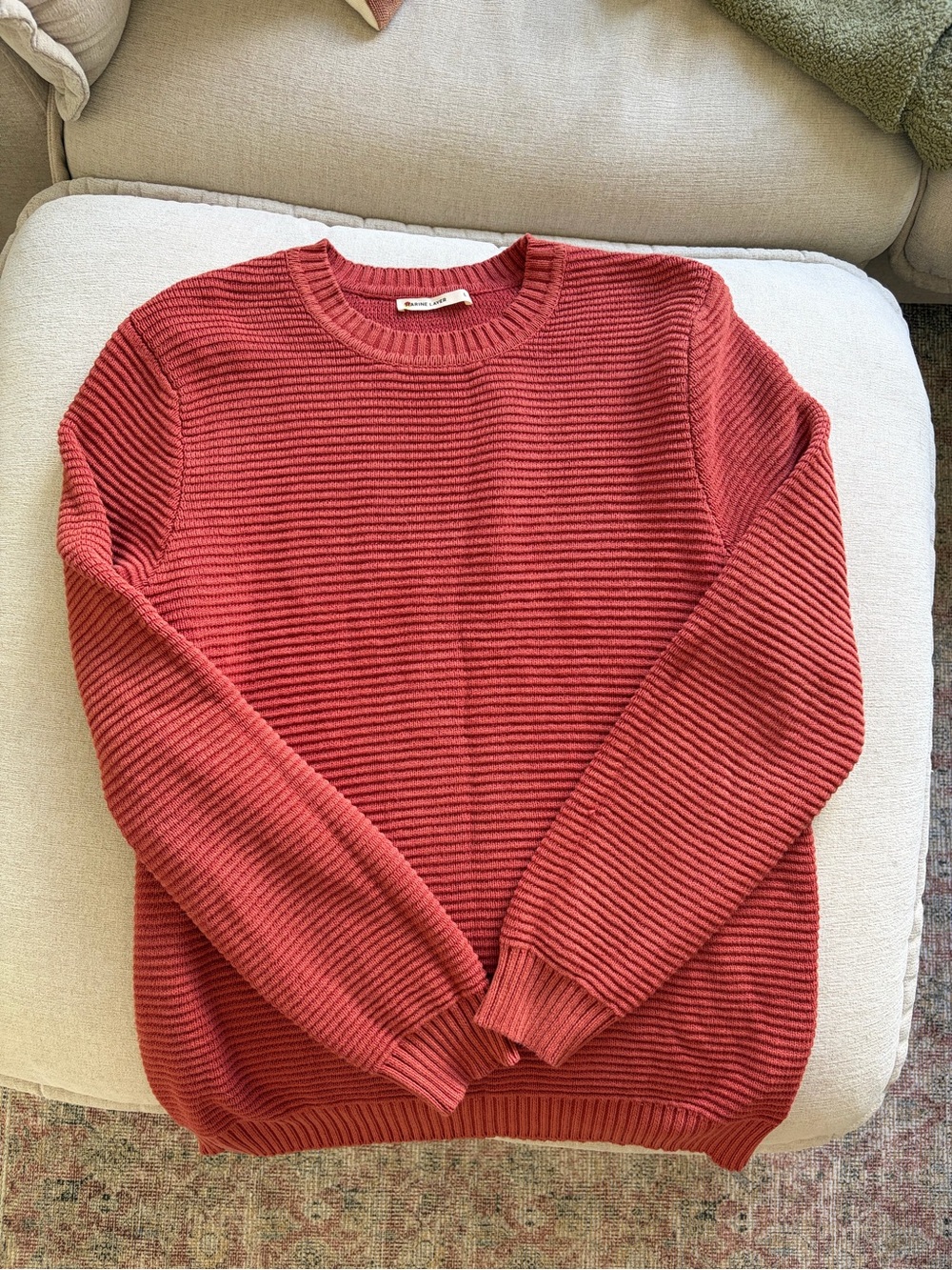 Marine Layer Men's Ribbed Crewneck Sweater - Rustic Red